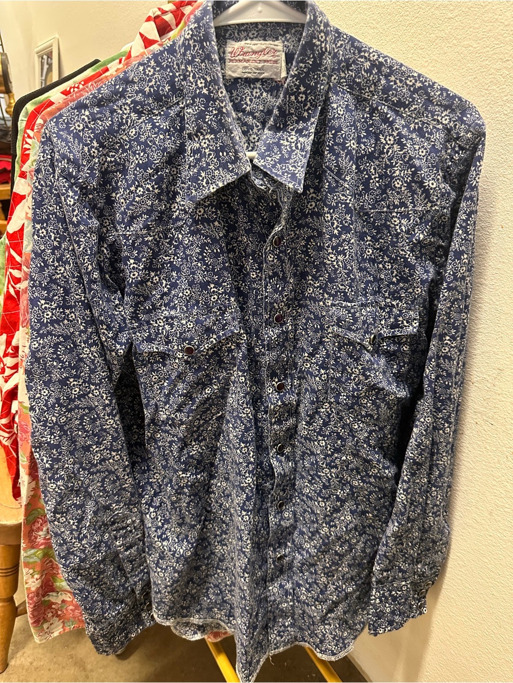 Vintage Wrangler Blue Floral Western Shirt
